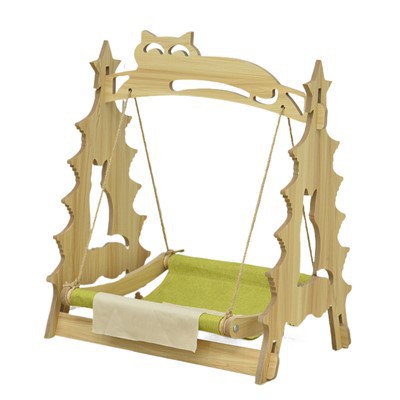 Katte hængekøjeseng af træ